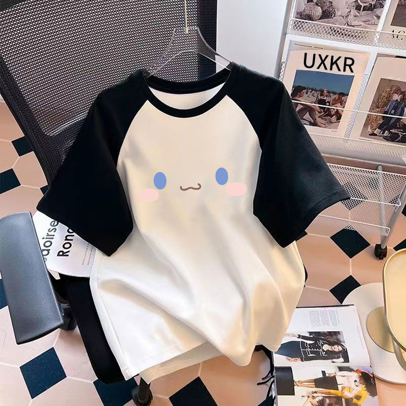 2025 Ngộ nghĩnh Pochacco Biểu Hiện In Raglan Tee Cho Trẻ Em Màu Khối Áo Thun Cotton Cho Bé Trai Và Bé Gái