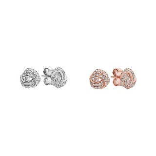 Hàng hóa tại chỗ 925S Bông tai bạc thật với nút thắt sáng bóng