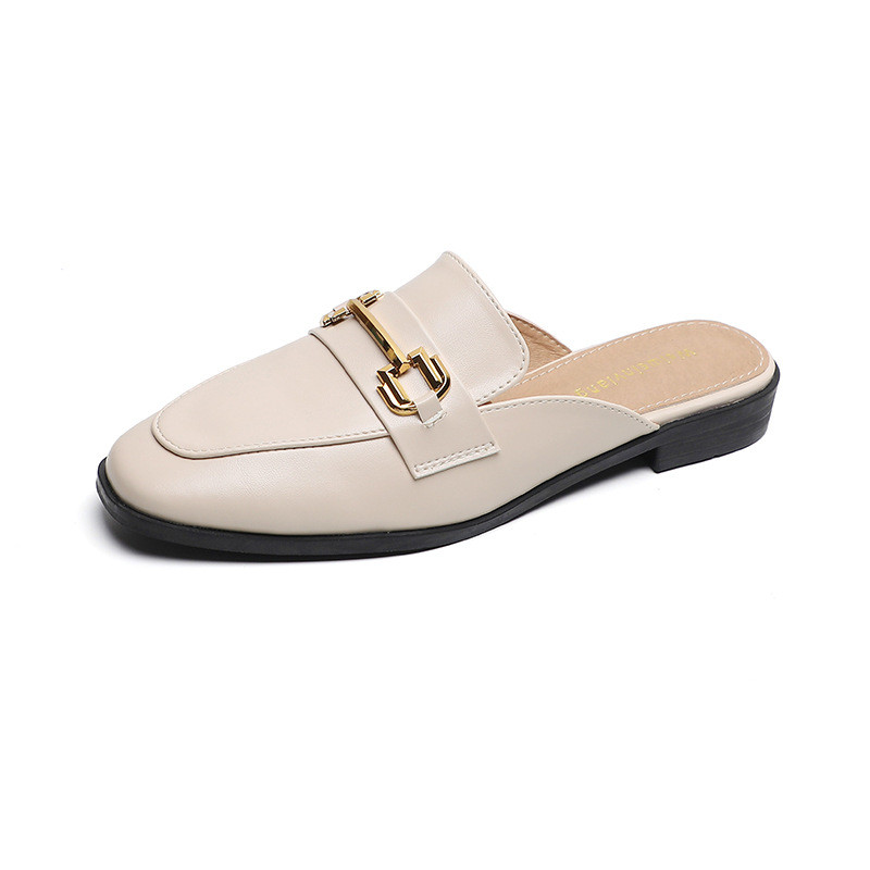 Size Lớn (35-43) 340-6 Baotou Nửa Dép Nữ Mặc Bên Ngoài Phù Hợp Với Pháp Retro Flat Dép Size Lớn Giày Muller Chống Trơn Trượt Giày Nữ Thoải Mái 0420