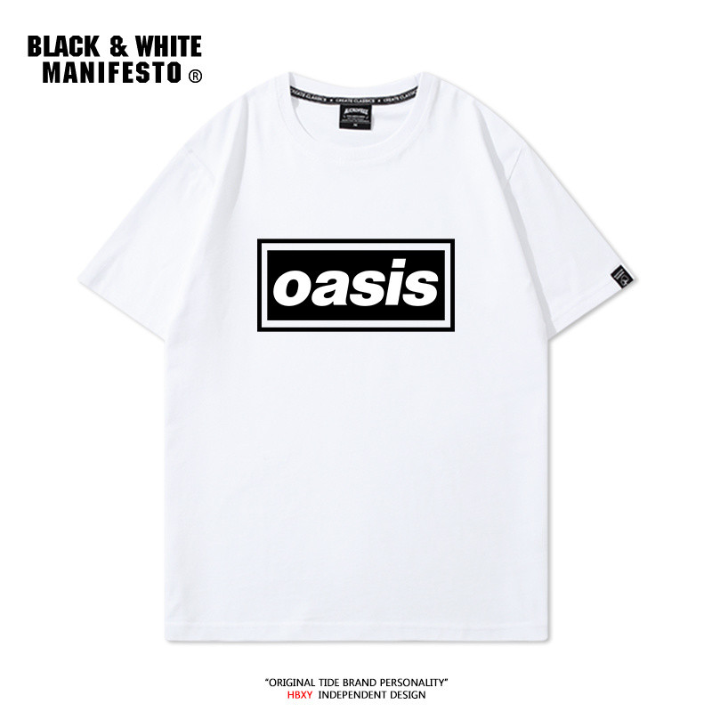 Oasis Oasis Ban Nhạc In Hình Áo Thun Nữ Tay Ngắn Nam Nữ Cotton Nguyên Chất Retro Rock Rời Đáy Thường Ngày Xu Hướng Mùa Hè