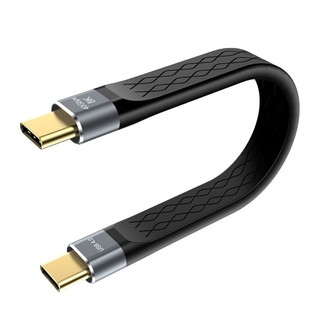 EZ Cáp USB4 ngắn 5 Dây phẳng 9Inch Tốc độ 40Gbps 240W Giao hàng nguồn cho điện thoại SSD ngoài eGPU và hơn thế nữa USB C Devic