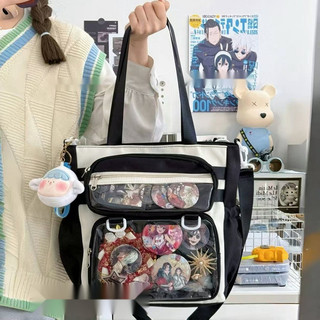 Túi itabag lớn bằng kim loại PVC trong suốt Nhật Bản có khóa kéo