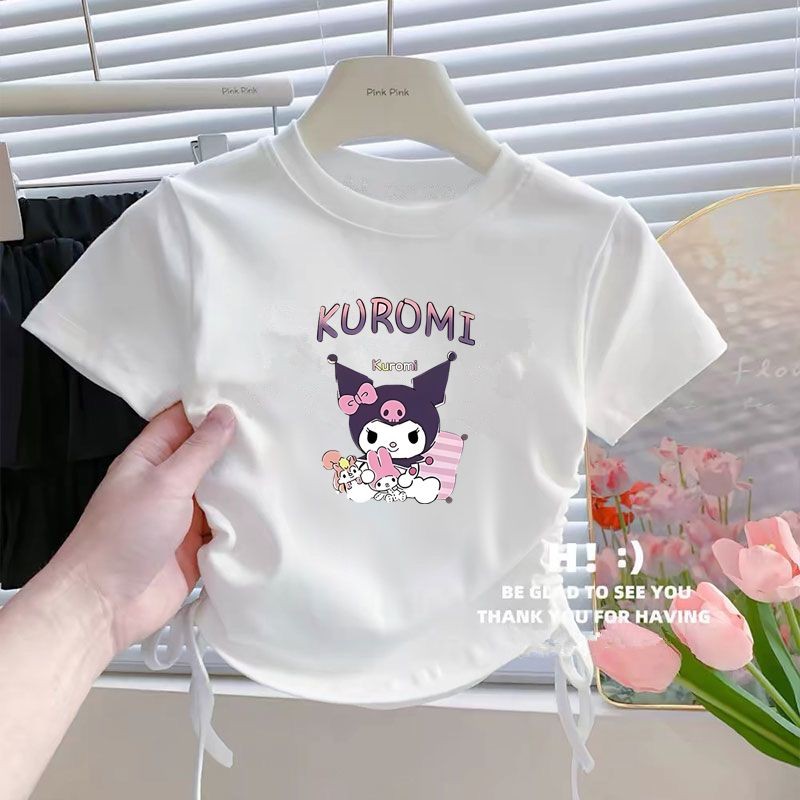 Áo thun dây rút Kuromi Cinnamorol Sanrio Girls Crop Top | Áo 5 6 7 8 9 10 11 12 13 14 Tuổi