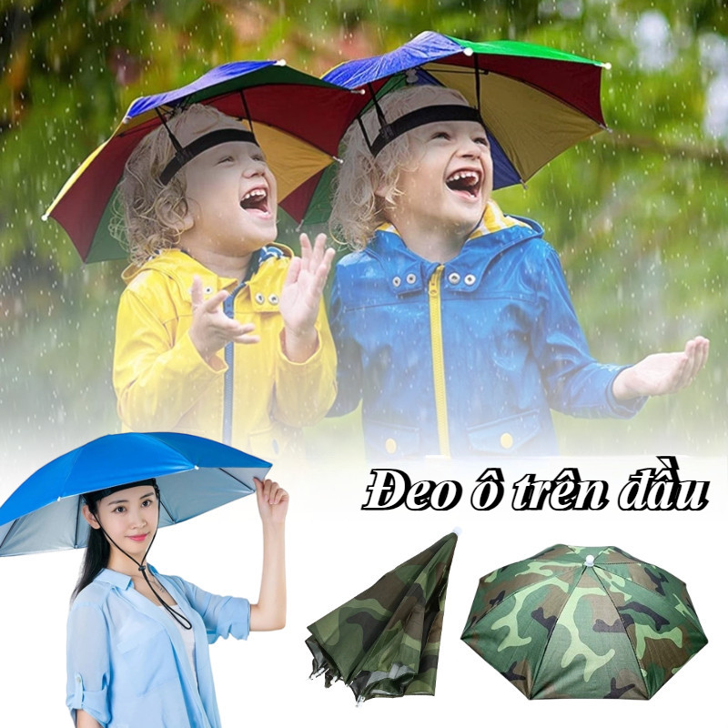 Mũ Ô Dù Đội Đầu Gấp Gọn Tiện,Ô Nón Cá Nhân Đội Đầu Du Lịch Dù Mũ Câu Cá,Mũ Ô Đội Đầu Che Nắng Mưa