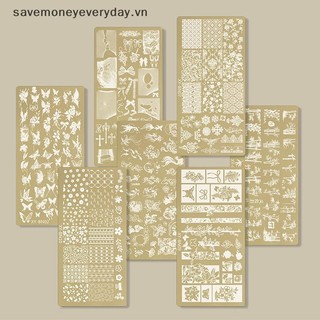 [savemoneyeveryday] Tấm dập móng tay hình chữ nhật màu vàng 12x6cm Nơ Hoa Thiết kế pháo hoa Mẫu nghệ thuật làm móng để trang trí móng tay DIY [vn]