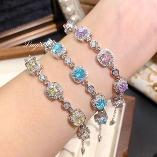 Vòng tay nữ hình bát giác, hoa hồng cắt aquamarine nhiều màu sắc, phong cách châu Âu và Mỹ