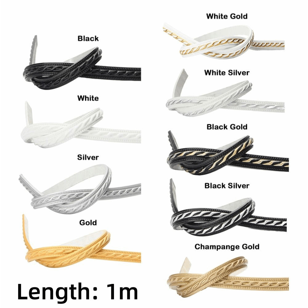 SAIA PVC Tự Dính Đường Viền, 12mm * 6mm Giả Nổi Cạnh Trang Trí, Tự Dính Giả Thạch Cao Mềm Đường 1M Khung Ảnh Viền Trần