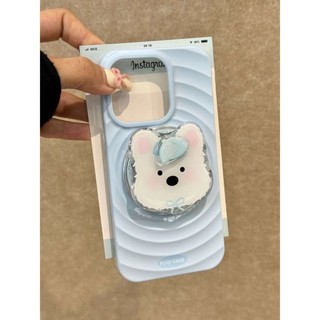 Ốp điện thoại di động giá đỡ xoay hình con chó dễ thương cho iPhone16 15 14 13 12 Pro Max Vỏ bảo vệ camera chống sốc Vỏ cứng chống rơi