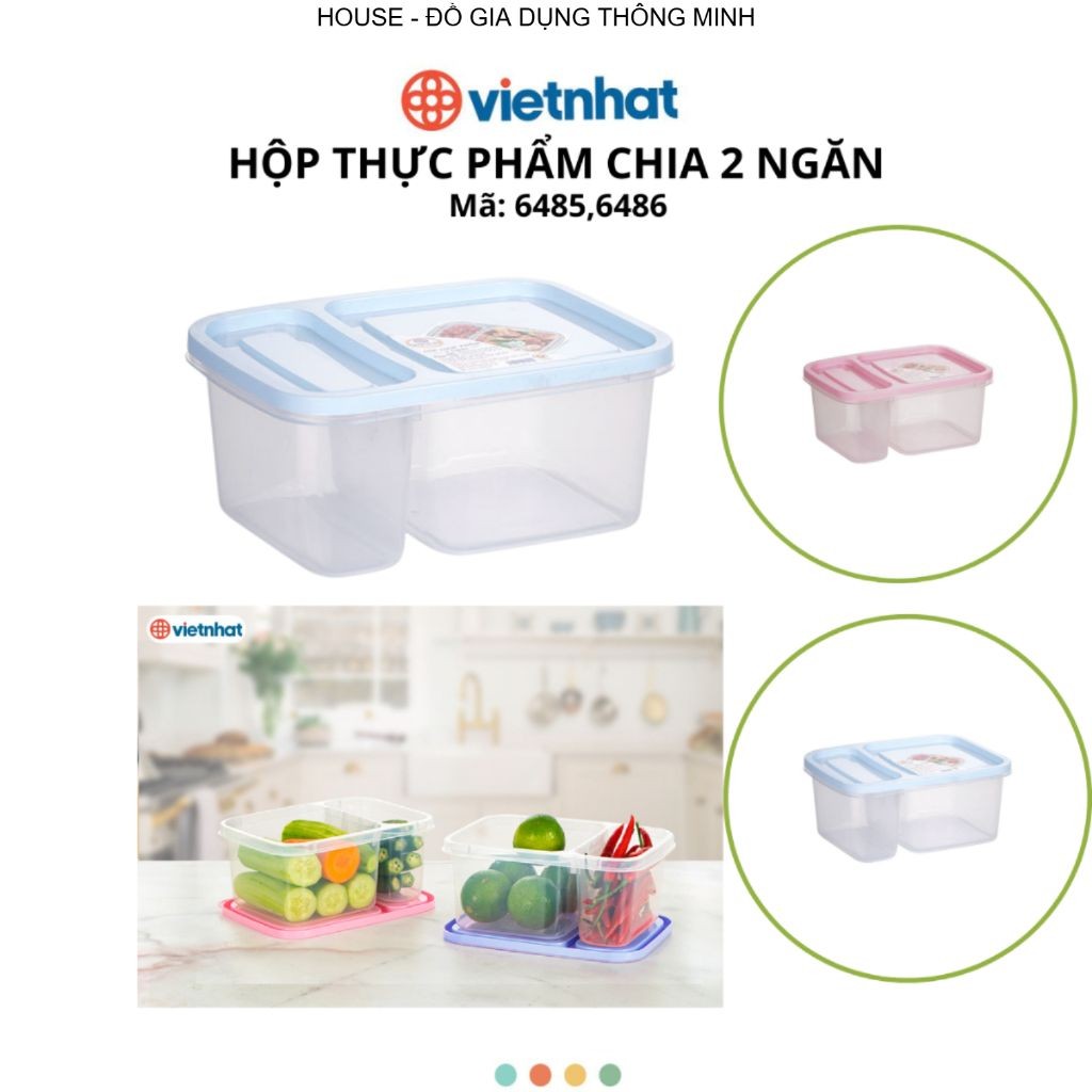 COMBO 5 Hộp Đựng Thực Phẩm Chia 2 Ngăn Chính Hãng VIỆT NHẬT