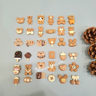 Jibbitz charm sticker đá hình gấu nâu gắn trang trí dép
