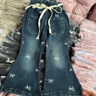Q14- Quần jean loe in nơ cho bé gái size từ 10-34Kg