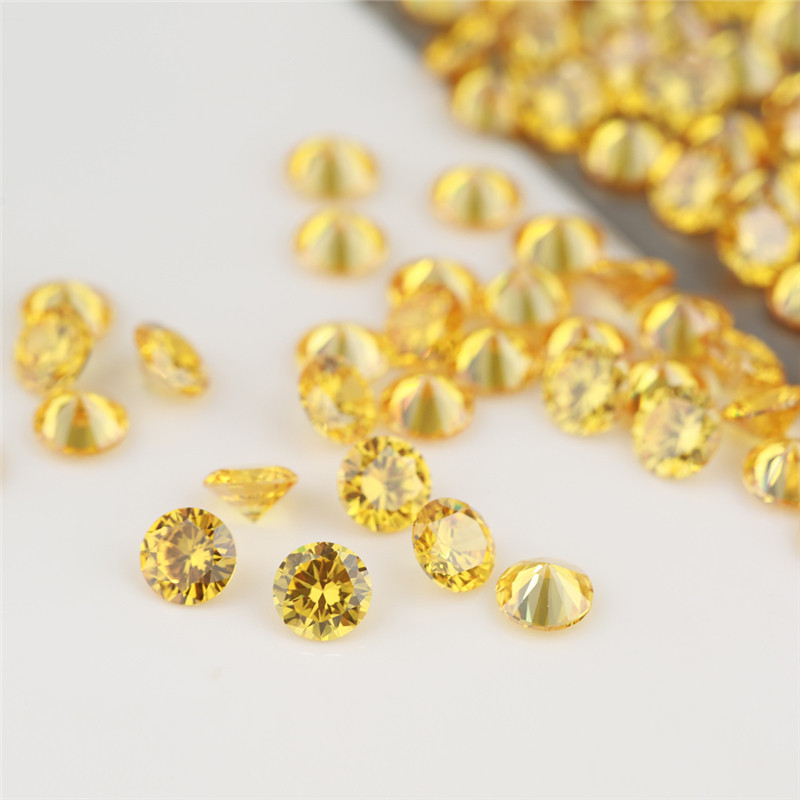 500 Chiếc 200 Chiếc Tròn Cắt Vàng Vàng Cubic Zirconia Đá Quý Tổng Hợp Kích Thước 0.8 Mm ~ 3.75 Mm 5A Rời CZ Đá Để Làm Đồ Trang Sức