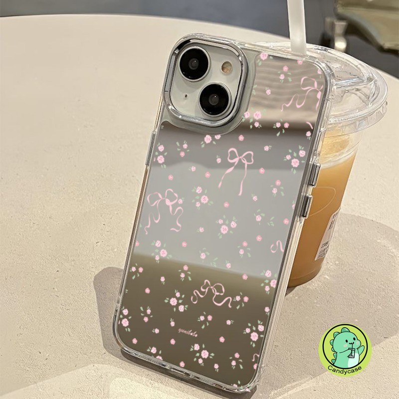 Ốp Điện Thoại Gương Hoa Hồng Cho Redmi Note 14 13 12 11 Pro Plus 12 Turbo 12s 11s 10 9 Pro Max 10s 9s 9T 8 Pro 7 Pro 5G 4G Ốp Lưng Dễ Thương Sang Trọng Thắt Nơ Mềm Trang Điểm