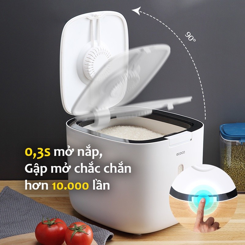 Thùng đựng gạo 10kg và 12kg ECOCO, thùng gạo thông minh chống ẩm mốc mối mọt, côn trùng