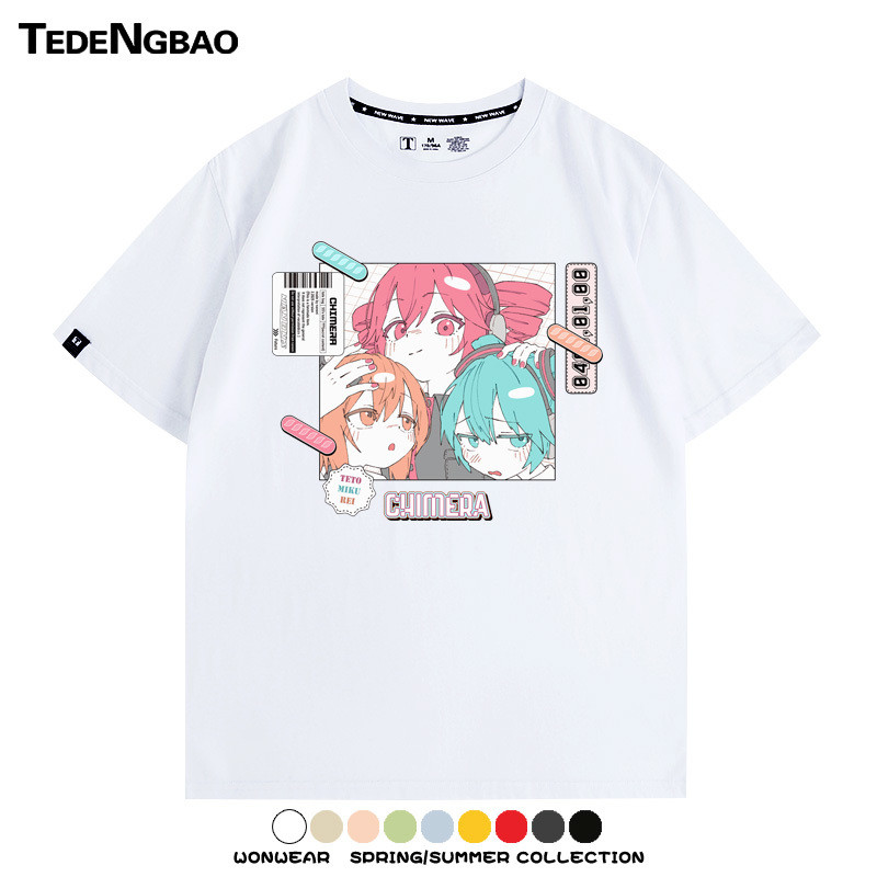 Accent teto teto Hai Chiều miku Girl ACG Kế Hoạch Ca Sĩ Hàng Hóa Áo Thun Mùa Hè Cotton Nguyên Chất Tay Ngắn