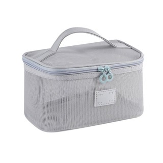 Túi trang điểm cầm tay bằng lưới FASHIONEXPRESS, Túi đựng mỹ phẩm lưới trong suốt di động nhẹ, Hộp đựng mỹ phẩm vuông có dây kéo dung tích lớn thông thường Cắm trại