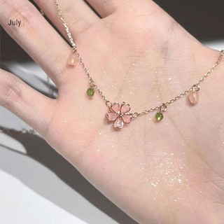 Julyhot Lãng Mạn Quyến Rũ Hồng Hoa Anh Đào Pendent Vòng Cổ Nữ Phong Cách Hàn Quốc Zircon Hoa Xương Đòn Dây Chuyền Trang Sức Tiệc Choker Quà Tặng Massivedeals