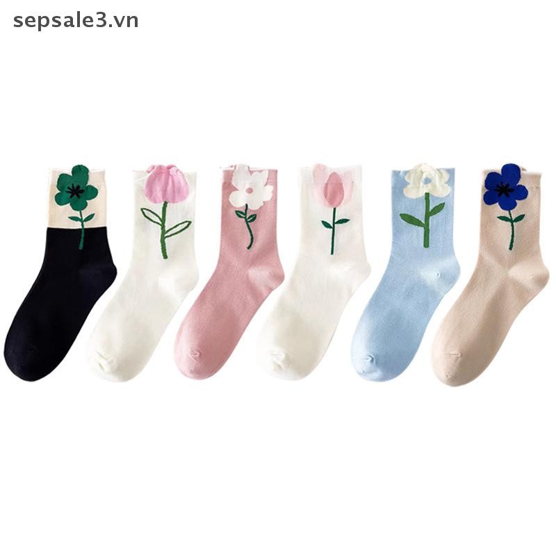 # Sepsale # 1 Đôi Tất Nữ Hoạt Hình Hoa Màu Kẹo Bông Tai Kẹp Thiết Kế Thoáng Khí Phong Cách Hàn Quốc Tất Thoải Mái Nhật Bản Mới.