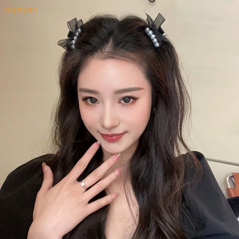 Siyuyan Ngọc Trai Ngọt Ngào Nơ Lưới Kẹp Tóc Nhỏ Kẹp Tóc Hairgrip Cho Bé Gái Nữ Nơ Barrette Mũ Phụ Kiện Tóc VN