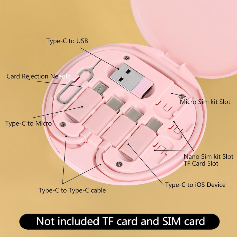 60w Multi Type-C, USB C, Micro USB, Bộ cáp điện thoại sạc nhanh chiếu sáng Cáp dữ liệu Hộp đựng điện thoại di động