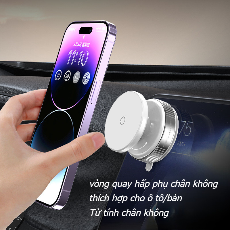 Giá đỡ điện thoại từ tính chân không,360 ° vòng quay hấp phụ chân không,thích hợp cho ô tô/bàn