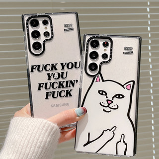 GLITTER Ngón Giữa Mèo Mềm Phone Case Dành Cho Samsung Galaxy Samsung Galaxy Samsung S26 25 24 23 22 UItra S25 24 23 Plus Vỏ Bảo Vệ Chống Sốc