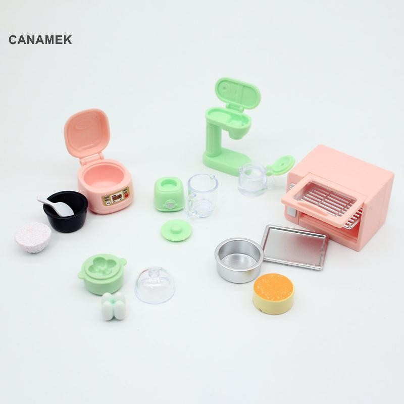 Canamek Bộ dụng cụ nhà bếp mô phỏng 1/12 cho nhà búp bê: lò nướng, nồi cơm thu nhỏ