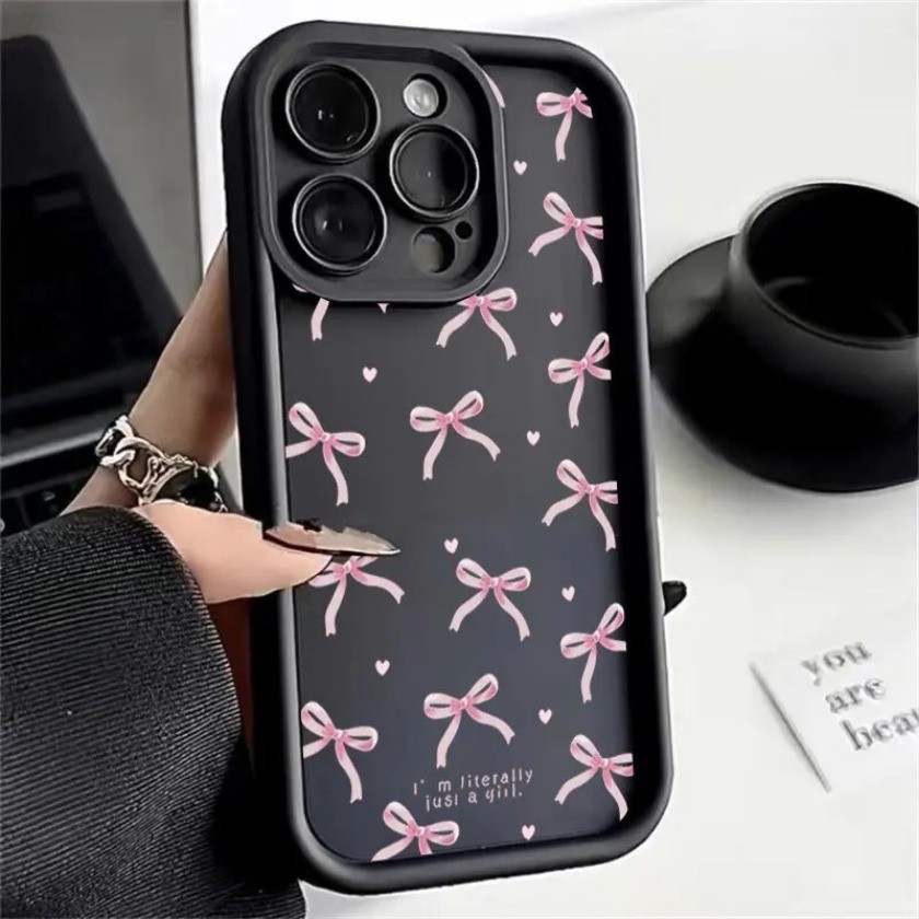 Ốp Điện Thoại Họa Tiết Nơ Trái Tim Tình Yêu Màu Đen Cho OPPO A3S AX5 A5S AX5S A7 AX7 A12 A12e A8 A31 A5 A9 2020 F9 Pro F11 Ốp Lưng
