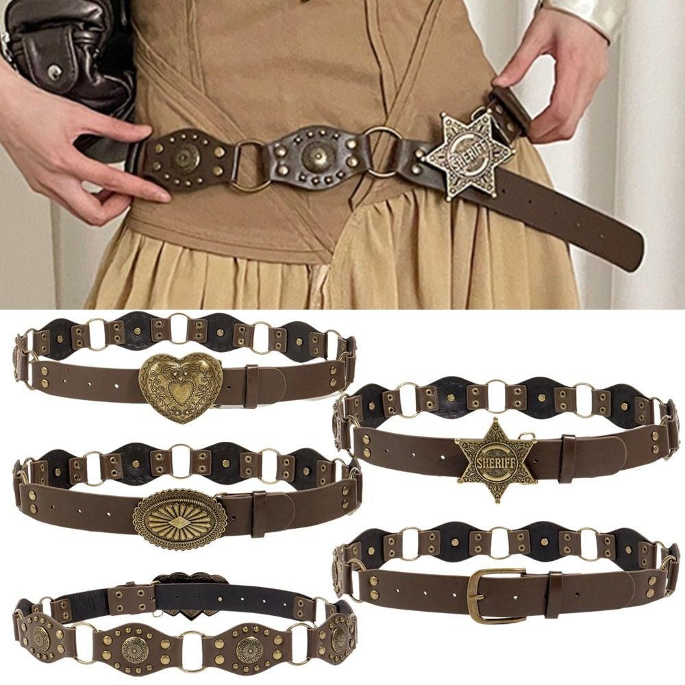 METUBE Thắt Lưng, Grommet Da PU Gothic Steampunk Eo Cinch Thắt Lưng, Thời Trang Vintage Đinh Tán Rộng Y2k Thắt Lưng Quần Jean Nữ