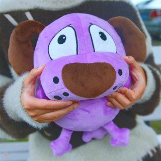PLUS 25cm Cà tím Dog Plush Đồ chơi Funny Courage Dog Búp bê Dễ thương Purple Puppy Plush Toy Kids Quà tặng Kawaii Trang trí nội thất Gối Búp bê Bạn gái Quà tặng sinh nhật Ngày trẻ em Quà tặng COD