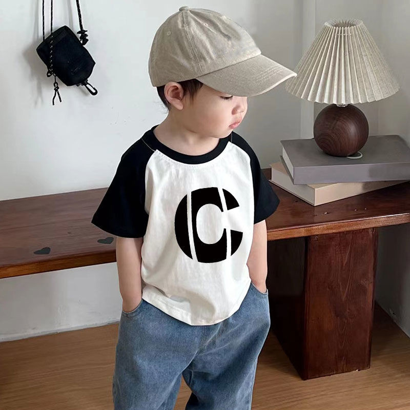 Áo thun Cotton Raglan ngắn tay hoạt hình hợp thời trang 2025 cho trẻ em