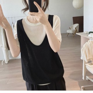 Kích Thước Lớn 150kg Thời Trang Rời Khâu Giả Hai Mảnh Ice Silk Nữ Mùa Hè Đầm Rời Đơn Giản Phù Hợp Với Béo Sister Top