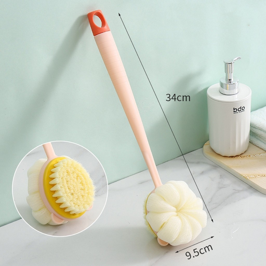 Bông Tắm Chà Lưng 2 Mặt Kèm Bàn Chải Cọ JYoohome Cây Bông Tắm Kì Lưng Tẩy Tế Bào Chết Mềm Mịn