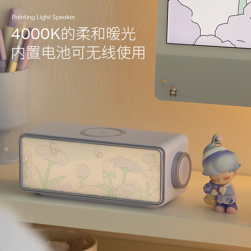 Loa Bluetooth Sáng Tạo Sạc Không Dây Trắng Tiếng Ồn Sáng Nghệ Thuật Trang Trí Âm Thanh Mini Di Động Cho Văn Phòng Tại Nhà Ngoài Trời