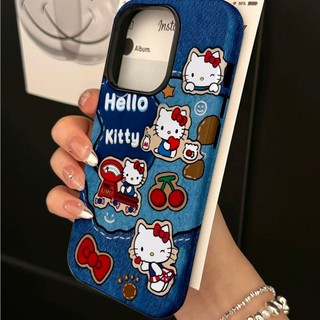 Ốp lưng 2 trong 1 họa tiết cao bồi Love Cherry Hello Kitty cho Apple 16 Pro Max iPhone 15 Dual Layer 14 Pro Film 13 / 12 / 11 Pro Max 7 / 8p Xs Max Vỏ bảo vệ chống sốc