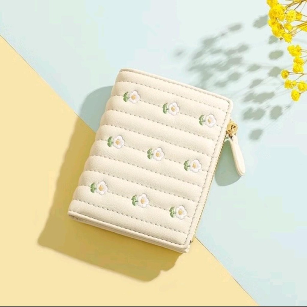 Ví nữ gấp 3 lần thêu dạng gập phong cách hàn quốc nhỏ xinh xắn cho nữ ( C 01 )
