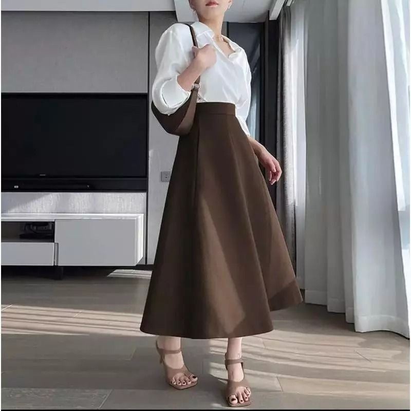 Chân váy chắp 8 mảnh cạp cao dài 75cm dáng suông chữ A che bụng tốt tôn dáng có túi 2 bên có bigsize CV02A