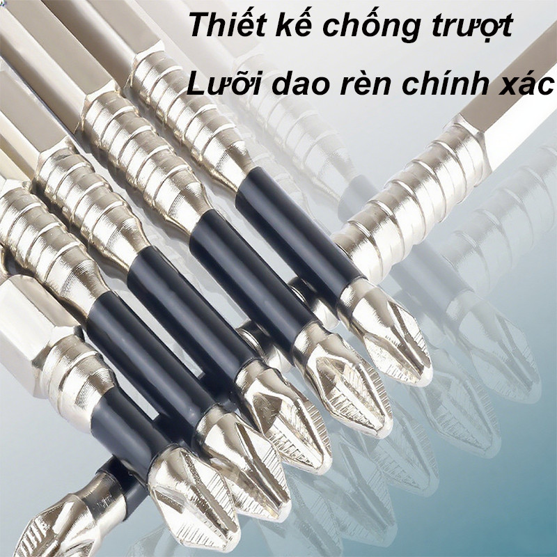 Mũi Chéo PH2 Chống Trượt K5 -Đầu Lô Thép Hợp Kim Chống Va Đập,1 Mũi chéo, chân lục giác ngắn 6.35mm