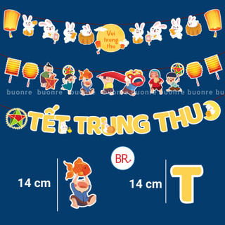 Dây Treo Trung Thu Họa Tiết Hoạt Hình-Phụ Kiện Decor Quán Cà Phê,Lớp Học Lễ Hội Trăng Rằm Chất Liệu Bóng Dày Dặn
