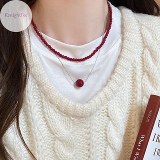 K2nightfee Vintage Đỏ Đính Hạt Dây Chuyền Nữ Phong Cách Trung Hoa Hạt Thủy Tinh Vòng Cổ Tinh Tế Thanh Lịch Choker Thẩm Mỹ Phụ Kiện Trang Sức VN