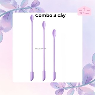 [Bộ 3 cây] Dụng cụ muỗng lấy mỹ phẩm silicon 2 đầu tiện lợi đủ kích thước tái sử dụng
