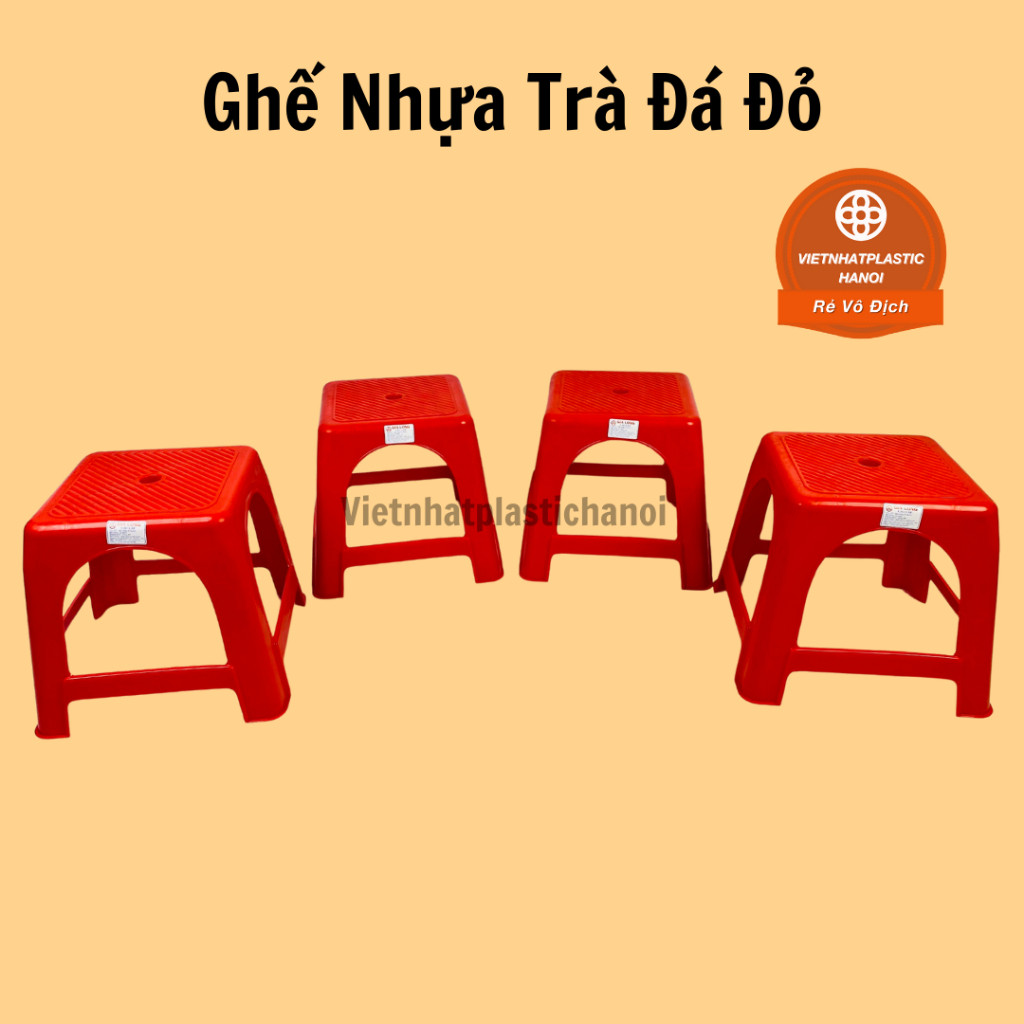 Ghế đẩu, ghế nhựa trà đá, trà canh, ghế quán ăn vặt. quán ốc, ghế màu đỏ GLCC bền đẹp rẻ 4002