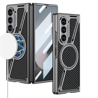 Bao da từ tính họa tiết hình chữ Z Samsuang Galaxy Z Fold 6 Z Fod 5 Mạ không dây viền kính cường lực Phim Casig