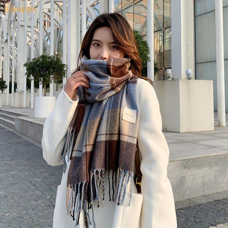 Siyuyan Phong Cách Mới Ấm Áp Dệt Kim Lưới Đa Năng Scandal Khăn Hàng Rào Cổ Và Cổ VN