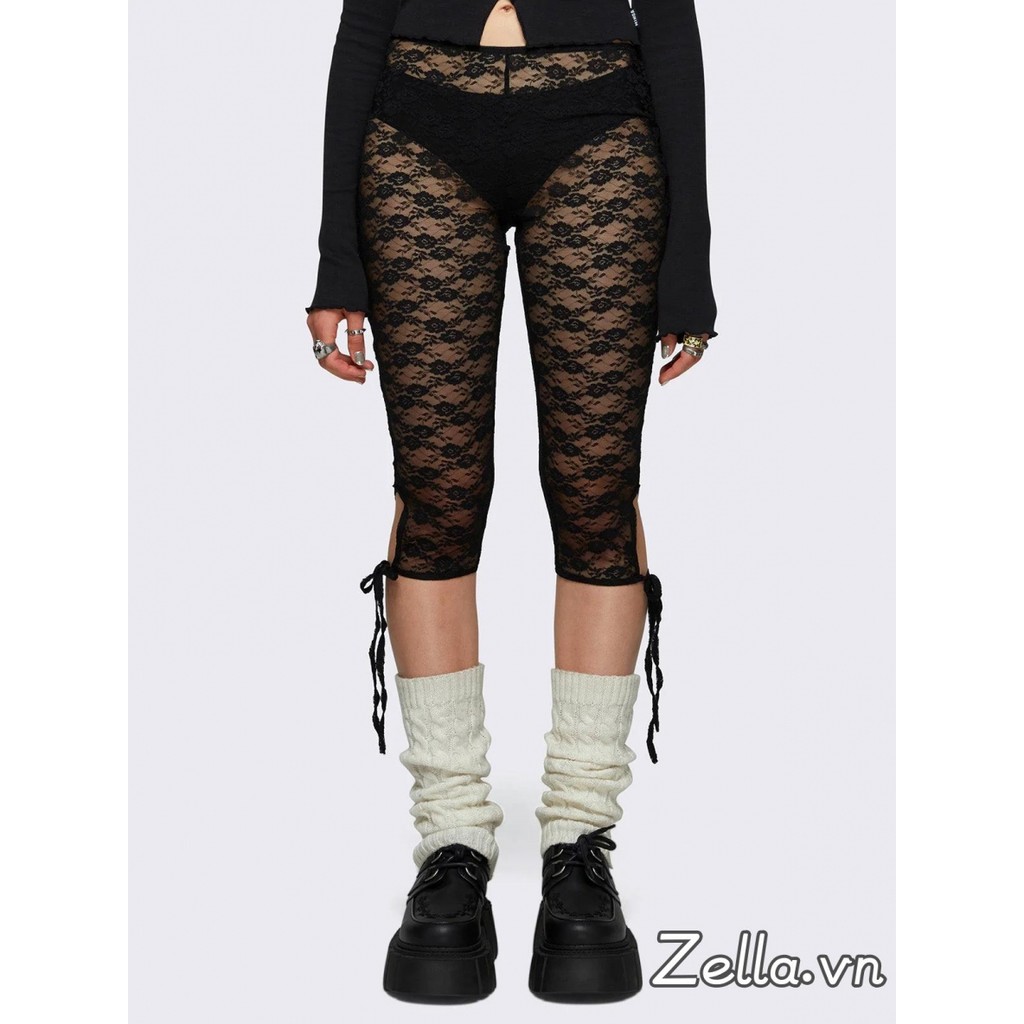 Quần ren Capri nữ Quần thường ngày Cutout Quần co giãn xuyên thấu cho hàng ngày