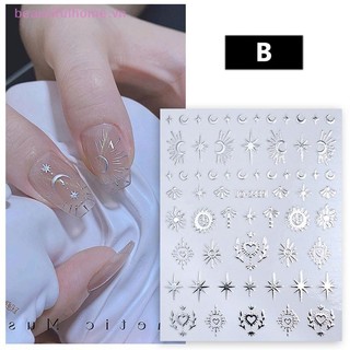 [Beautifulhome] 3D Sun / Moon / Star Hot Stamping Nail Art Sticker Decal Móng tay Vàng Bạc Thanh trượt tự dính [làm đẹp]