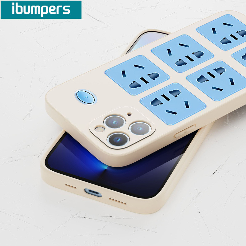 ibumpers Ốp Lưng IPhone Ngộ nghĩnh Độc Đáo Ổ Cắm Điện Họa Tiết Cho IPhone 16 15 14 12 13 11 Pro Max IP 7 8 Plus X XS XR Ốp Điện Thoại Silicon Mềm Chống Sốc
