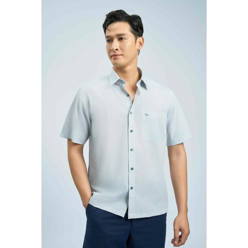 Sơmi ngắn tay lai ngang VIETTIEN SMART CASUAL vải sợi tre phom regular VT00000055