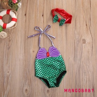 Mg-kid Girl One Piece Bikini Shellfish Cân Nàng Tiên Cá In Ren Đồ Bơi Quần Áo Mùa Hè