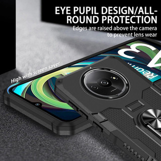 Dành Cho Redmi A3 Ốp điện thoại PC Cứng Lưng Mềm TPU Edge Bảo Vệ Camera Nhẫn Giá Đỡ Chân Đế Chống Sốc Mỏng Vỏ